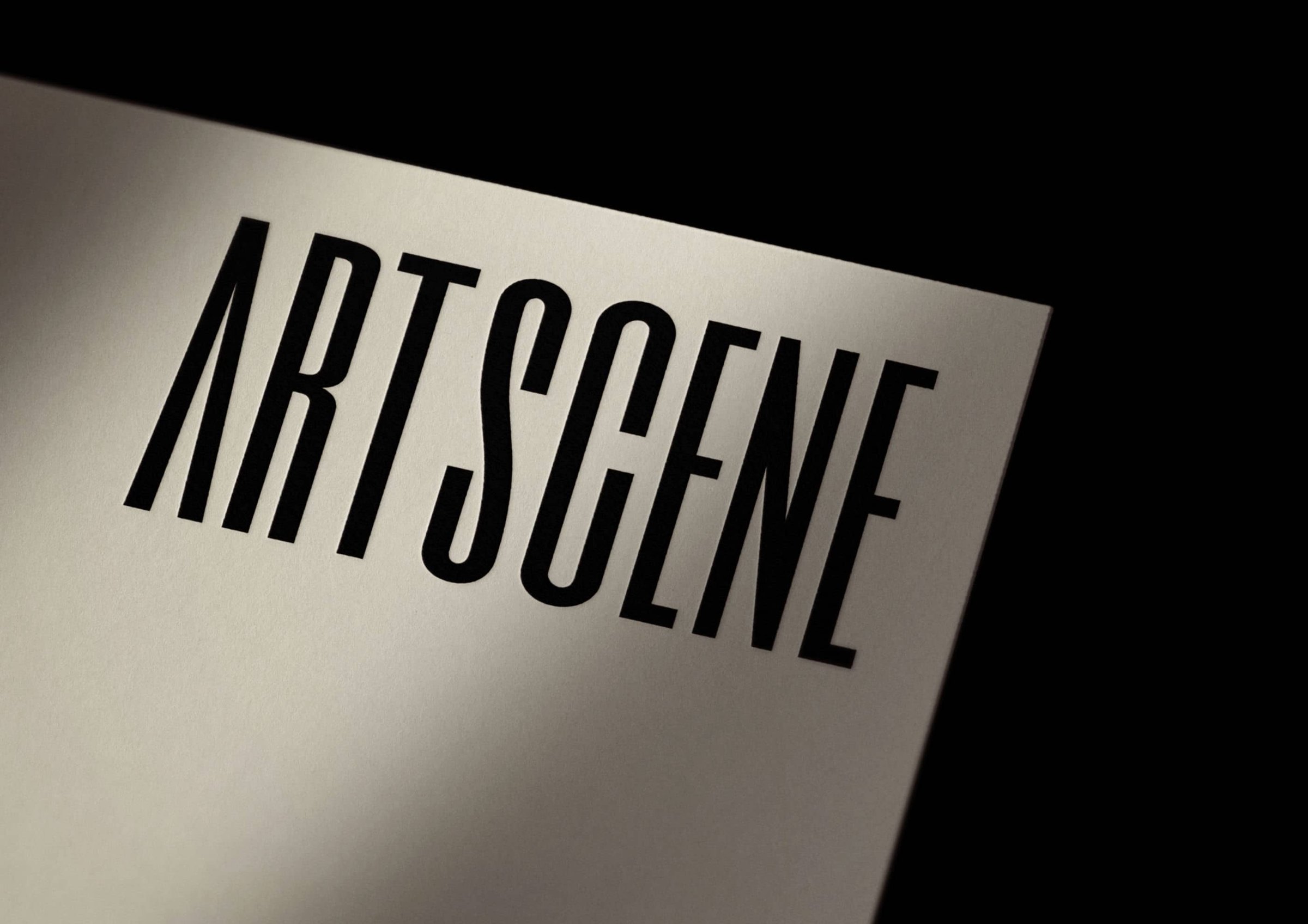 Artscene logo — condensed wordmark on stock, brand identity by HDEY