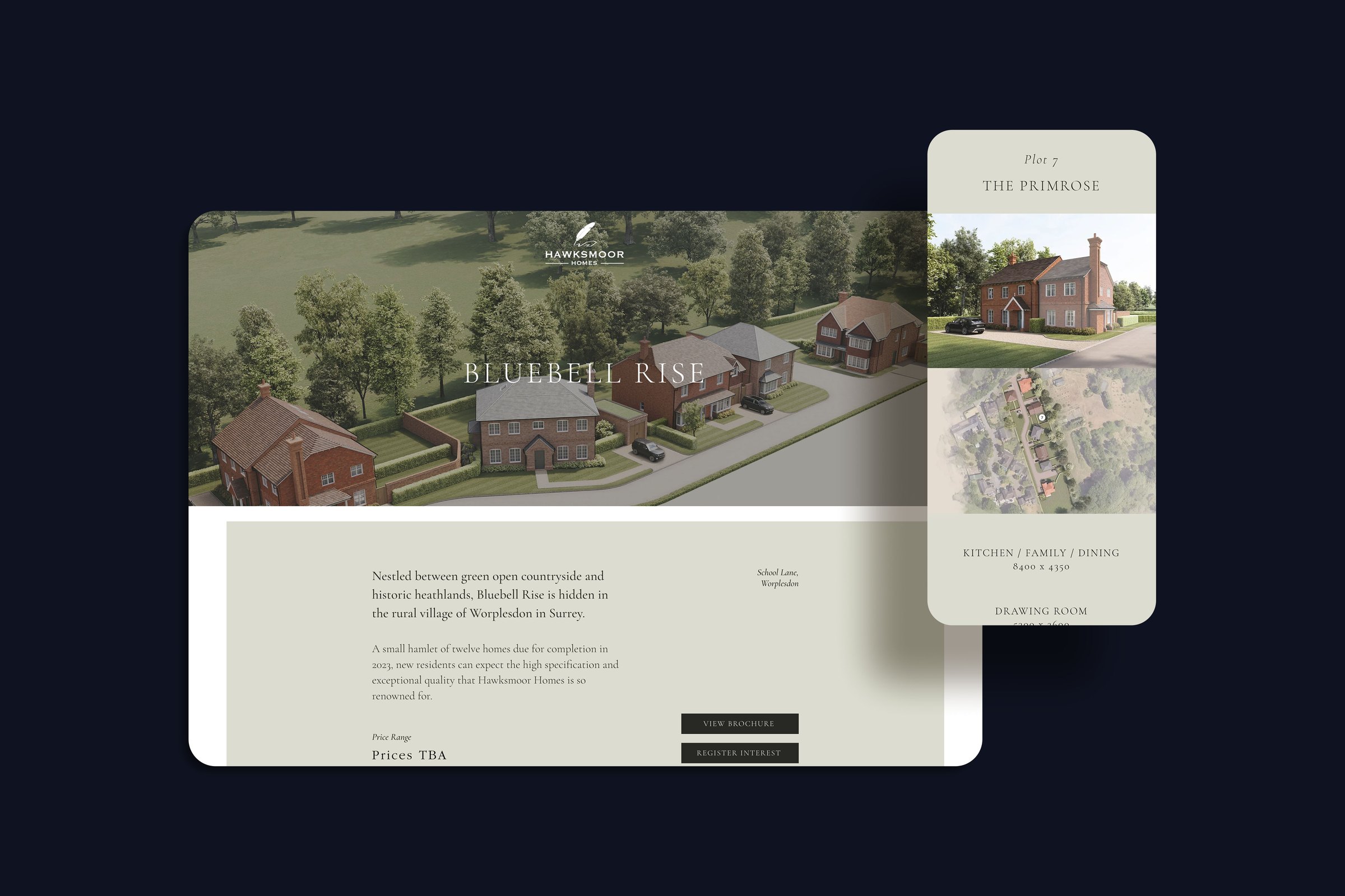 Bluebell Rise pages on the Hawksmoor Homes website — website design by HDEY