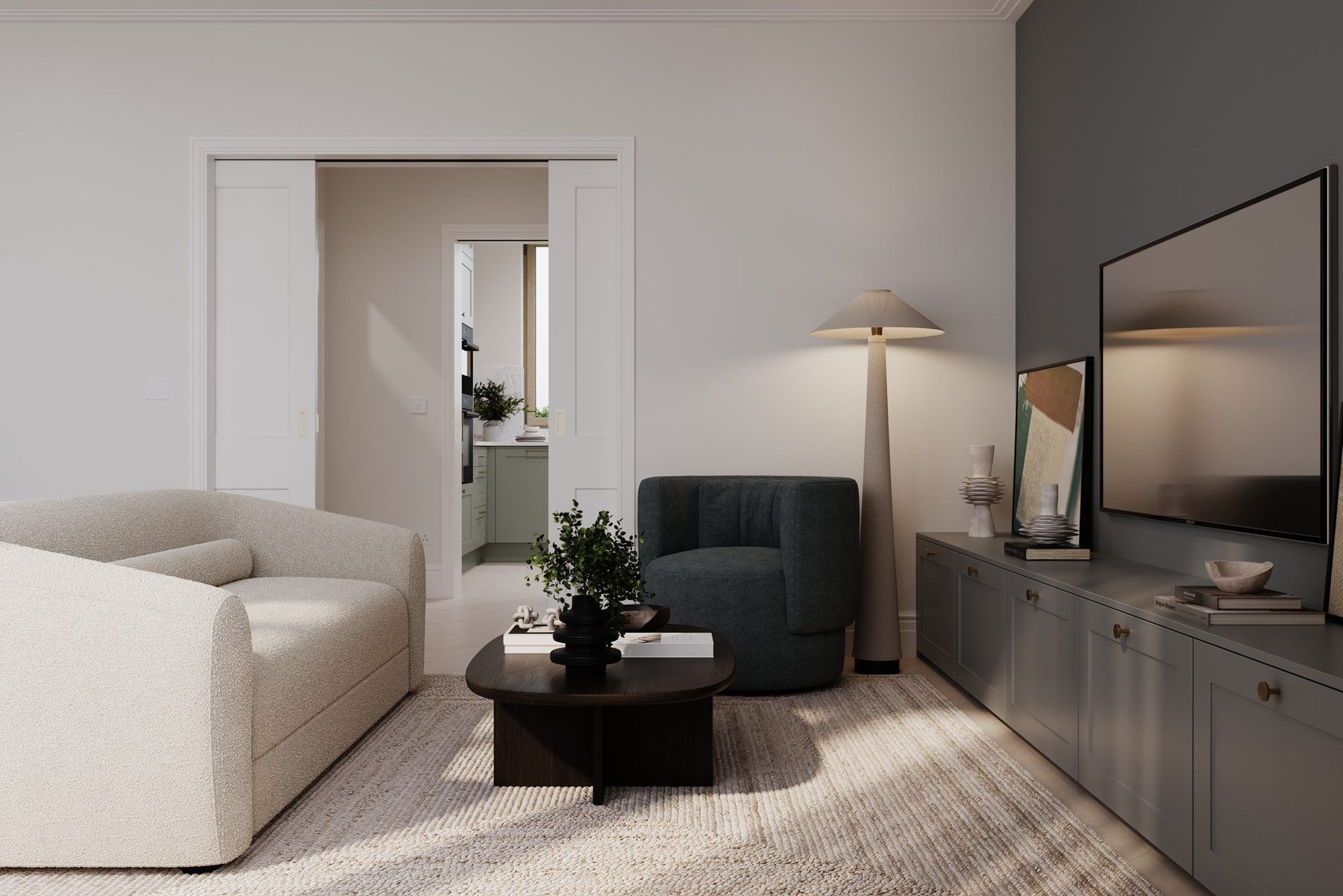 Chapman Collection open-plan living and dining space, New Eltham — interior design by HDEY