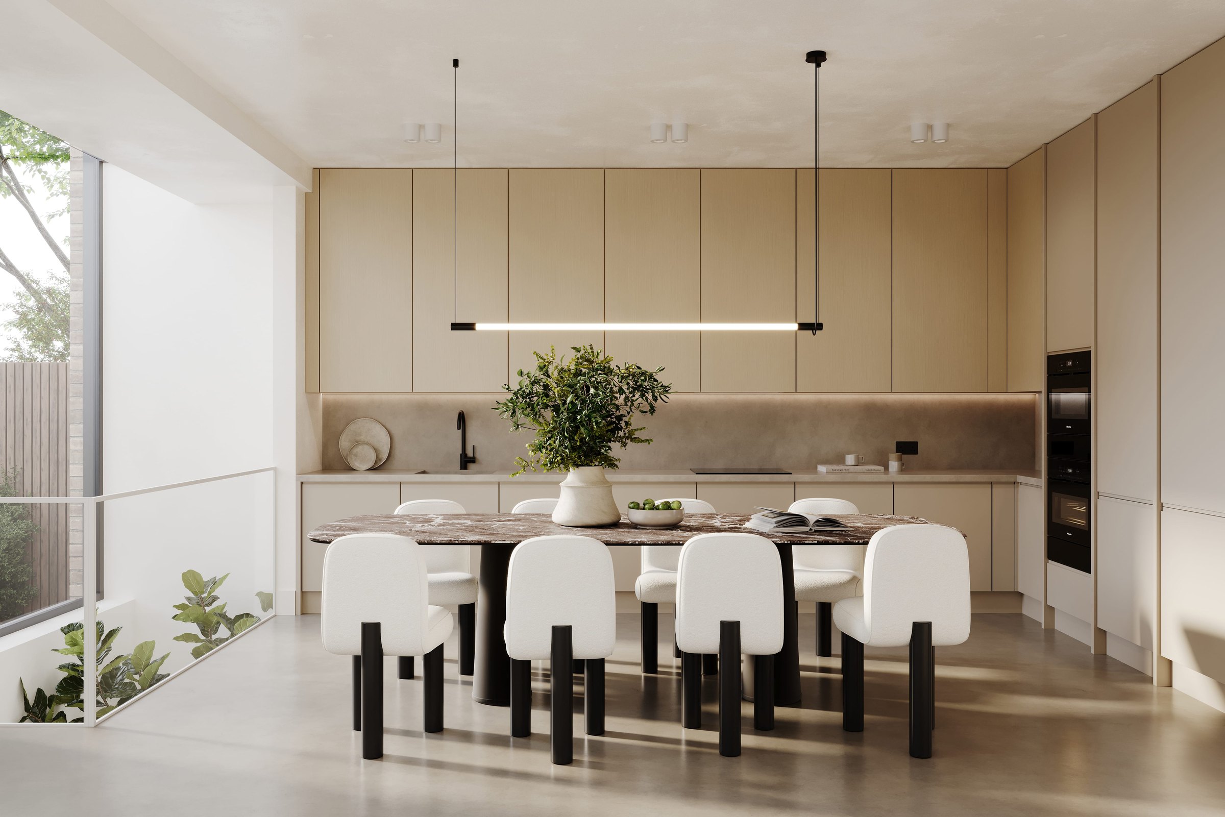 Eastbrook kitchen with natural materials and high-end finishes, East Dulwich — interior design by HDEY