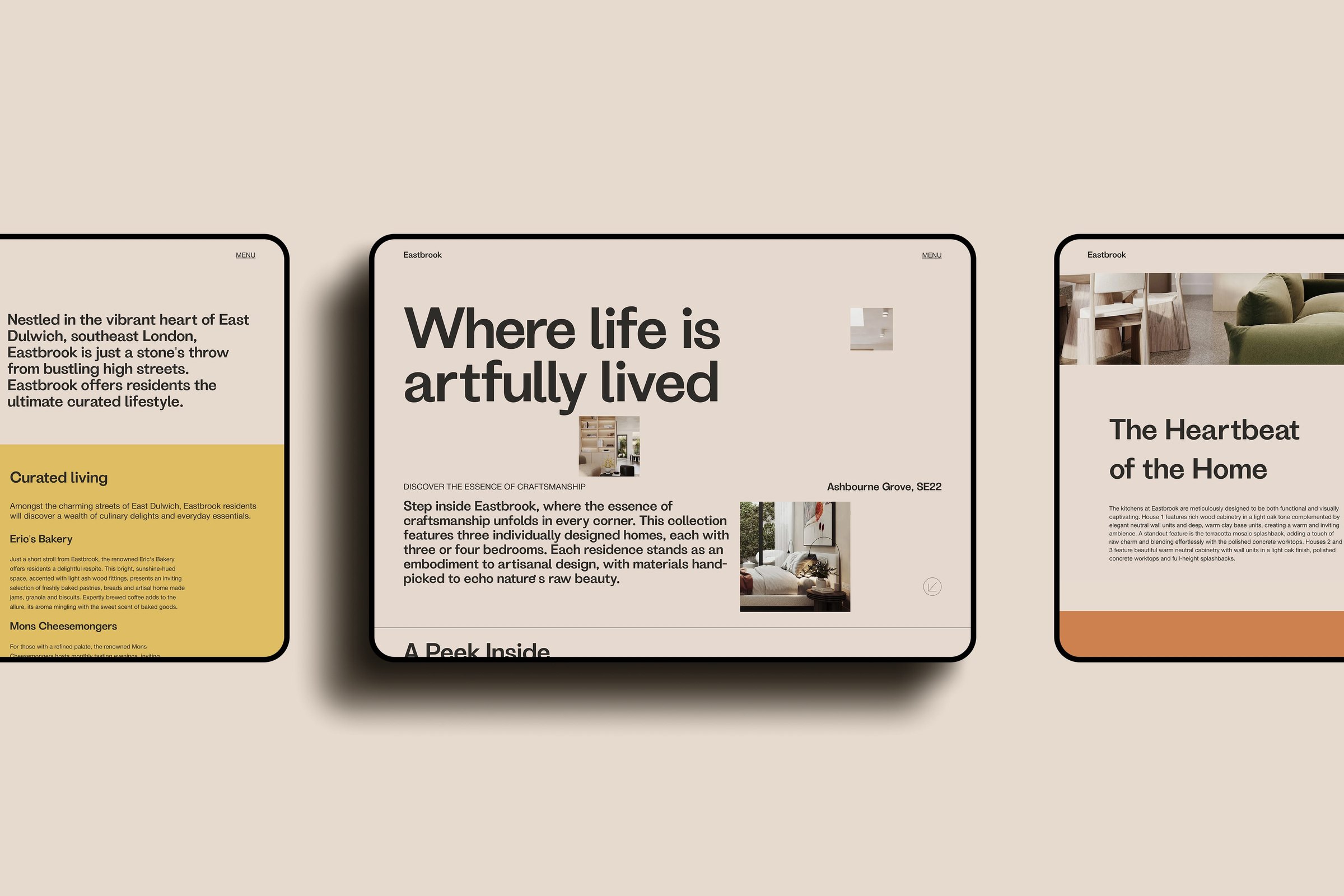 Eastbrook development website shown on desktop — website design by HDEY