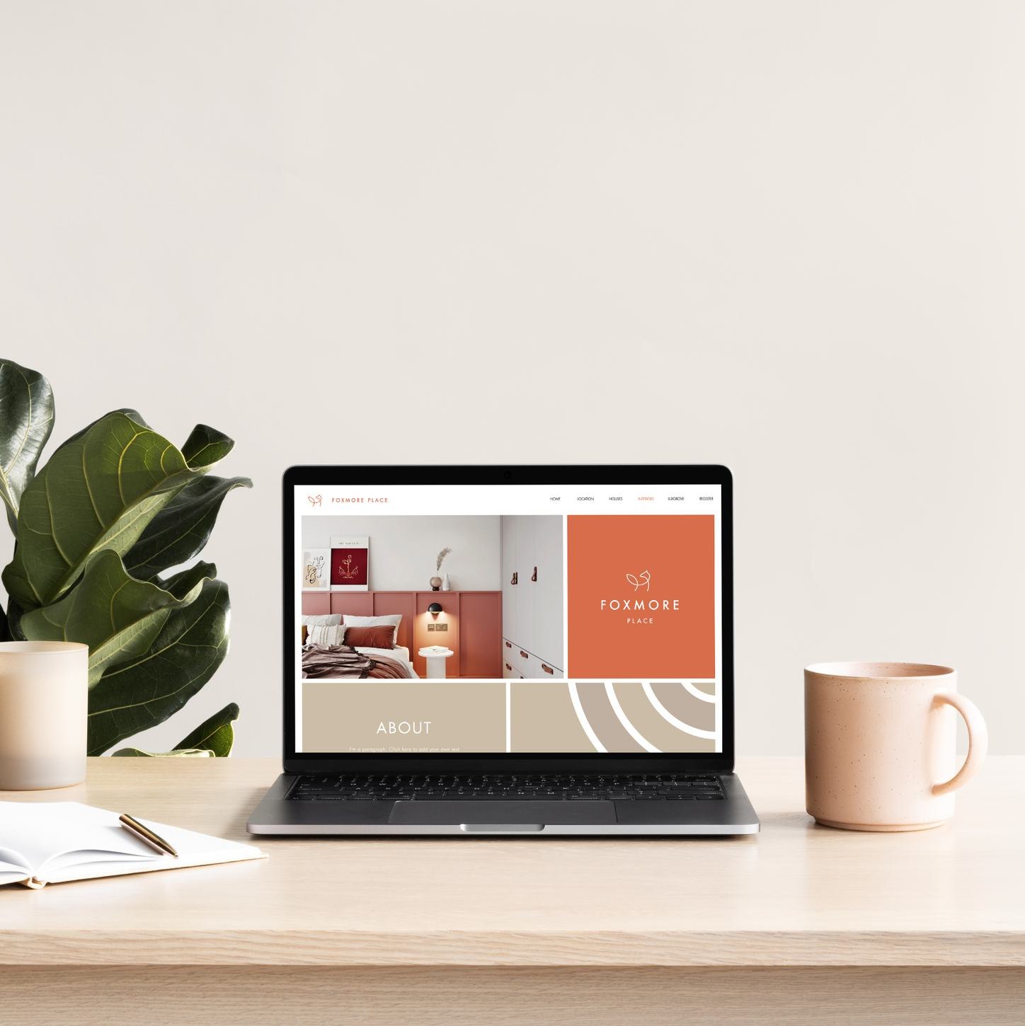 Foxmore Place website shown on a laptop, web design by HDEY