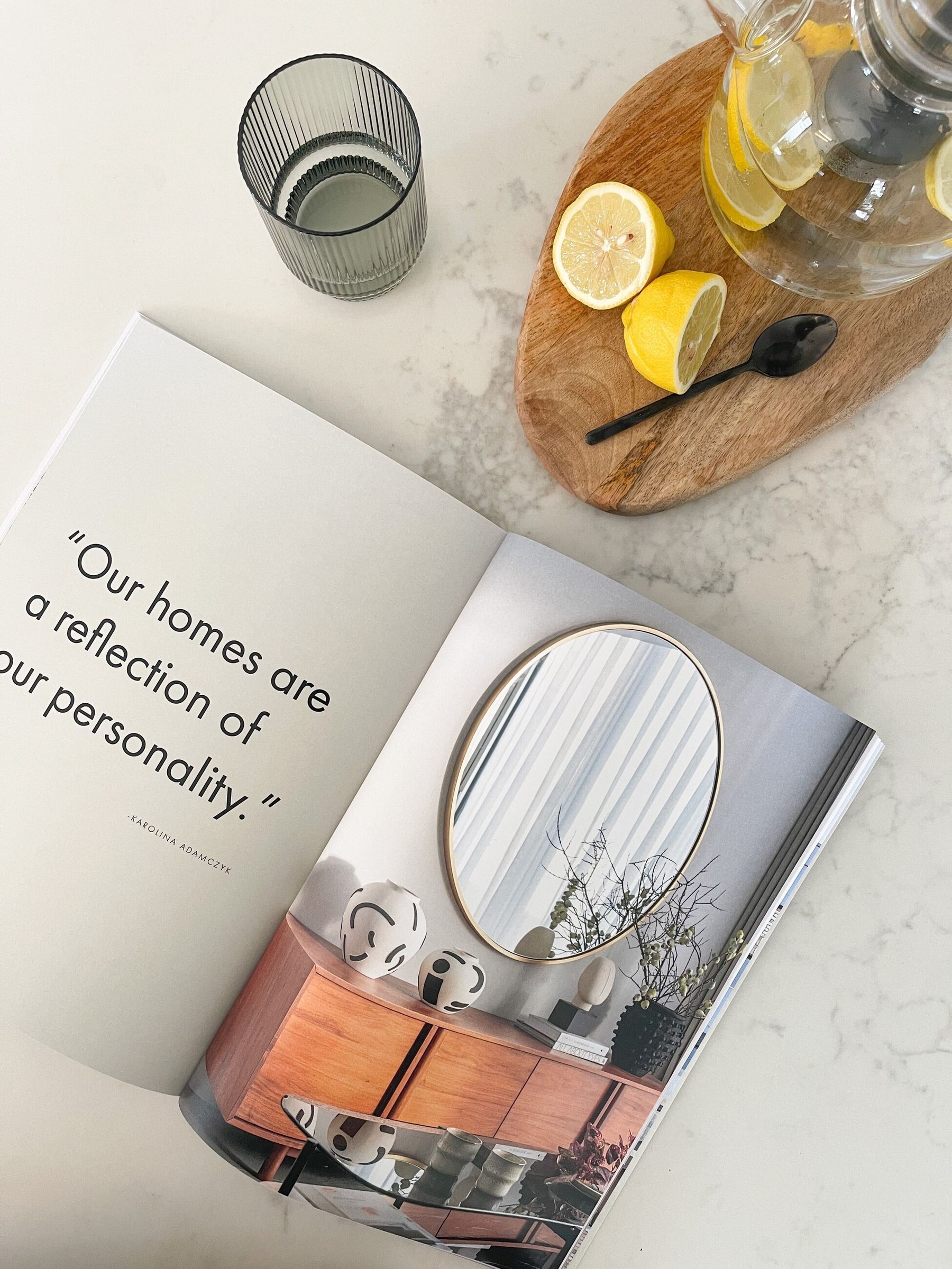 Hannell House brochure open at the quote spread with a show home photograph, Fulham, print design by HDEY