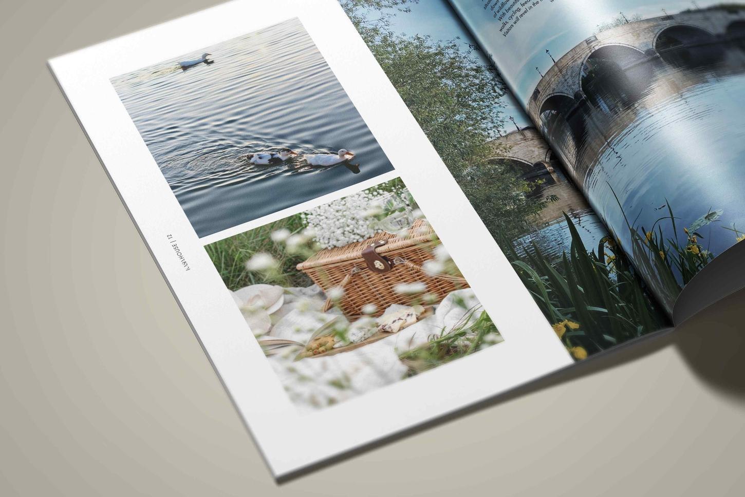 Kasia House brochure spread with photography and pattern detailing, print design by HDEY