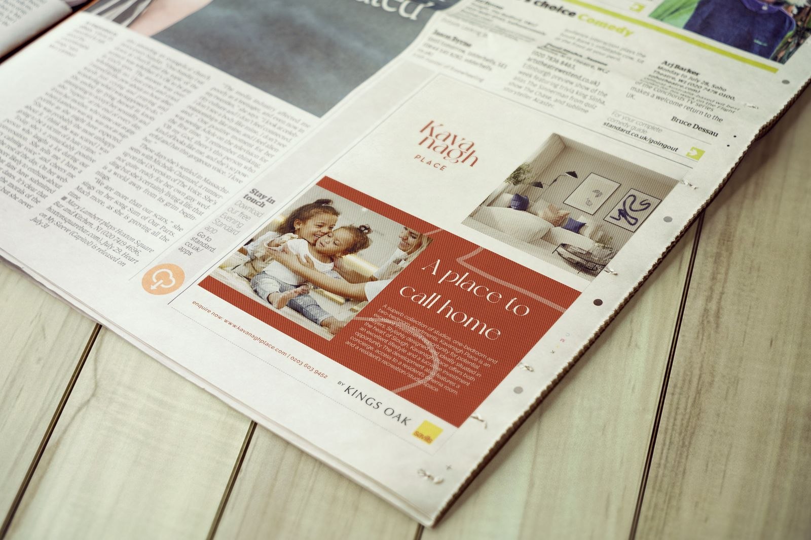 Kavanagh Place press advertisement in a local newspaper, campaign design by HDEY
