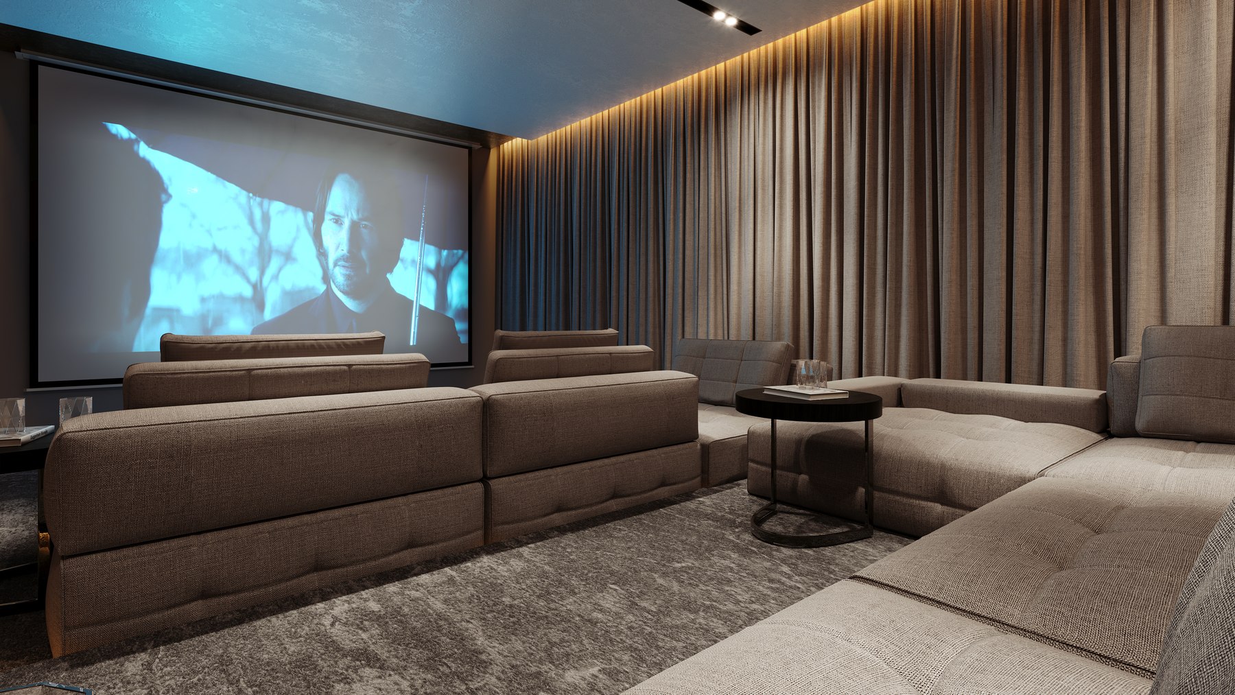 Keslake Place residents' cinema room with tiered seating, Reading — amenity design by HDEY