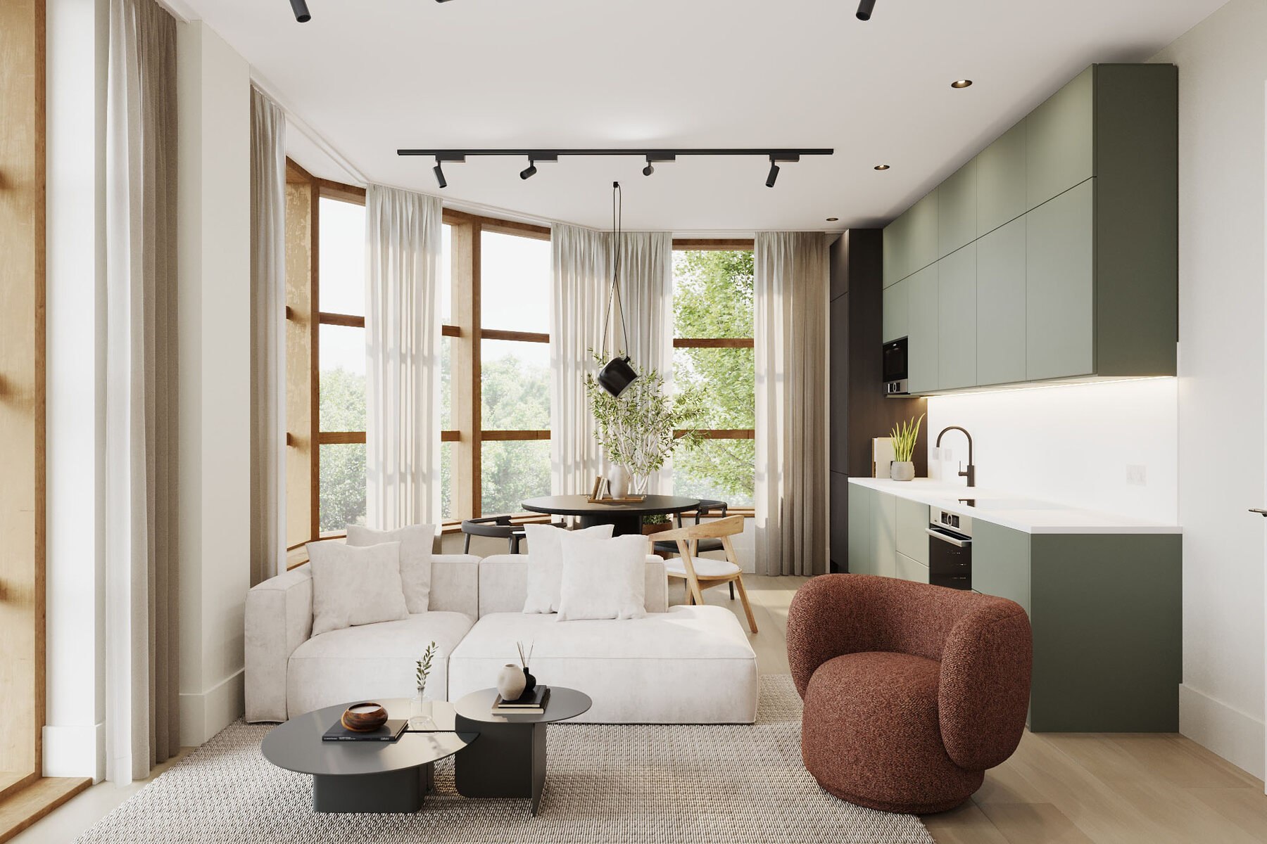 Keslake Place apartment living and kitchen space, Reading — interior design by HDEY