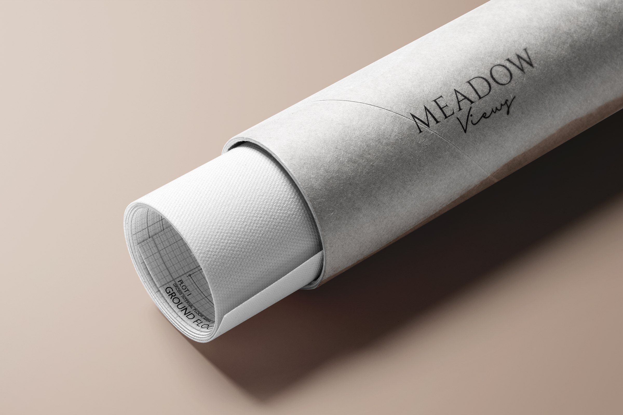 Meadow Views brochure cover and back — print design by HDEY