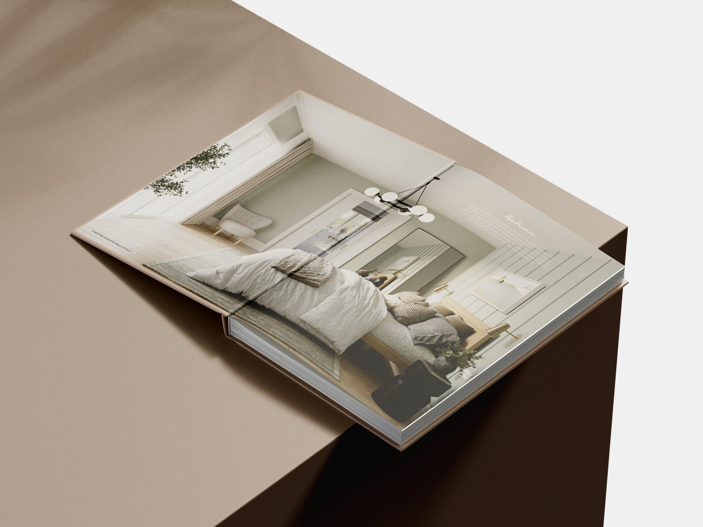 Meadow Views brochure spread with location imagery — print design by HDEY