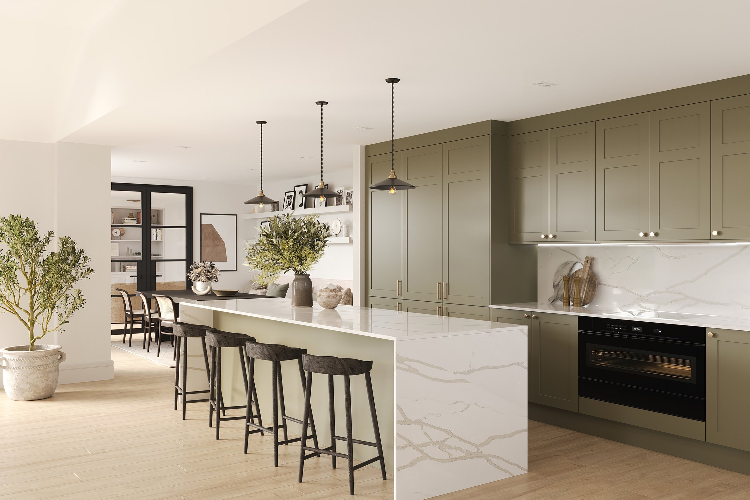 Meadow Views open-plan kitchen and dining, Epping Forest, Essex — interior design by HDEY
