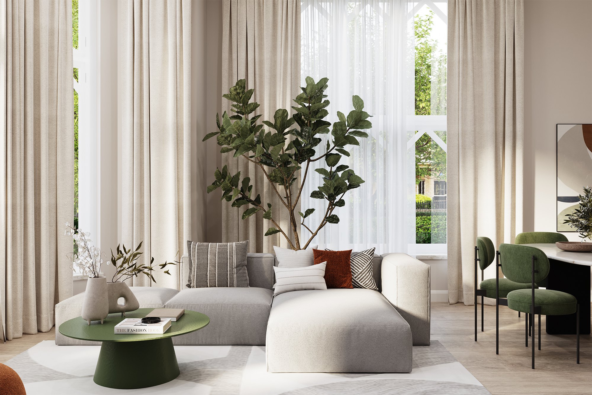One London Road living room CGI in the alternative scheme, Slough, by HDEY