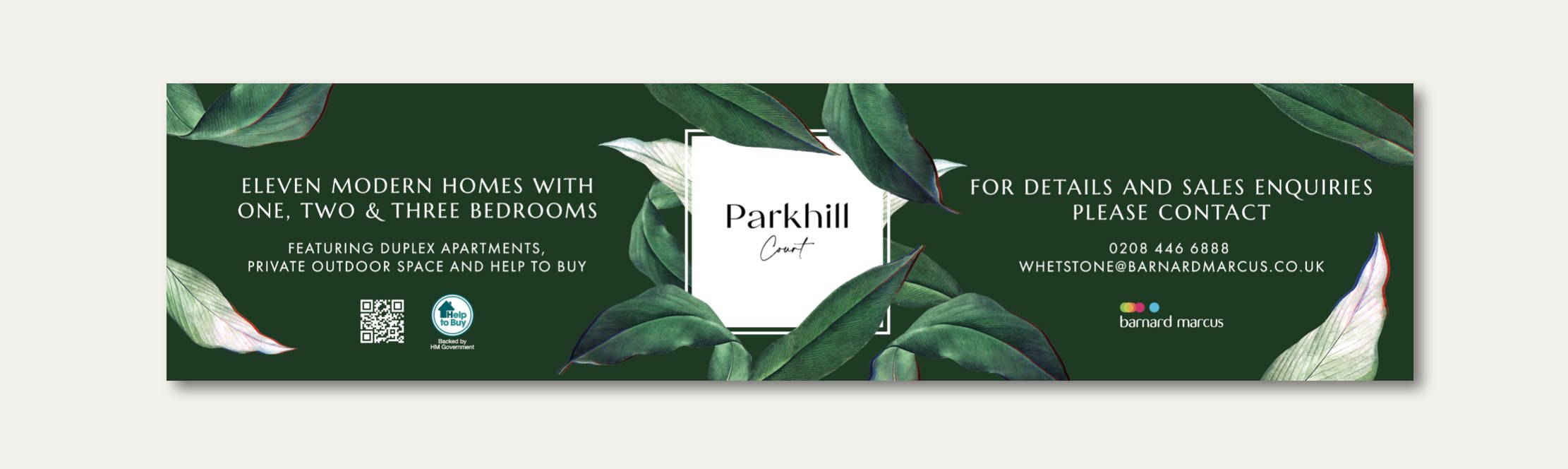 Parkhill Court site hoarding at Whetstone, north London — hoarding design by HDEY