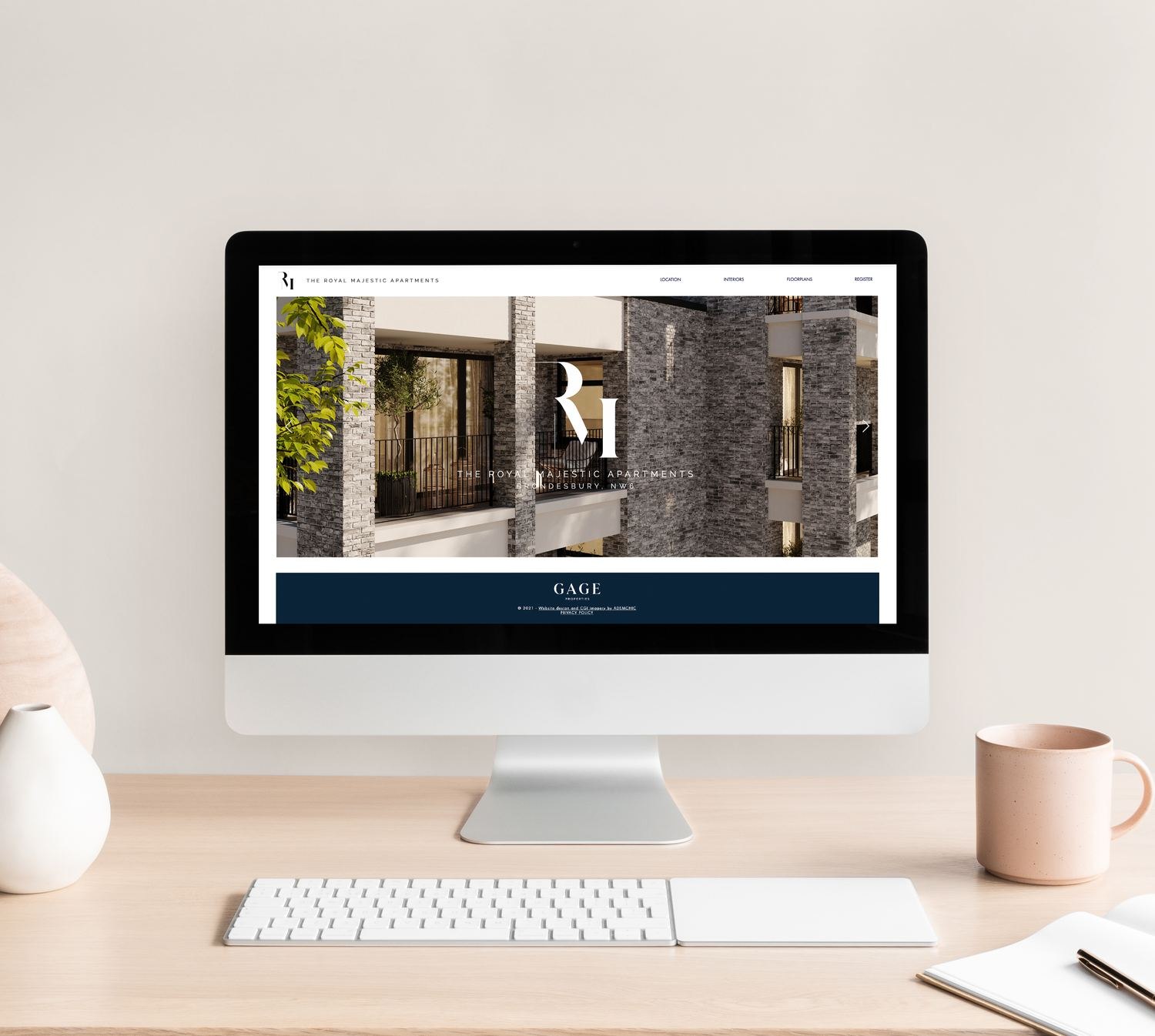 The Royal Majestic website shown on a desktop screen, web design by HDEY