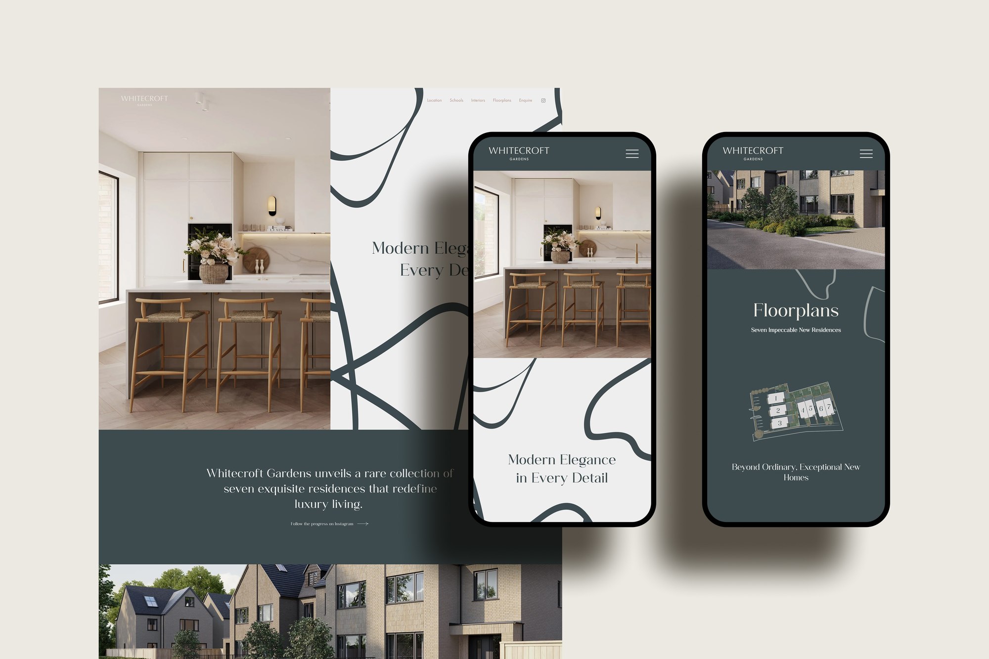 Whitecroft Gardens website design, desktop and mobile