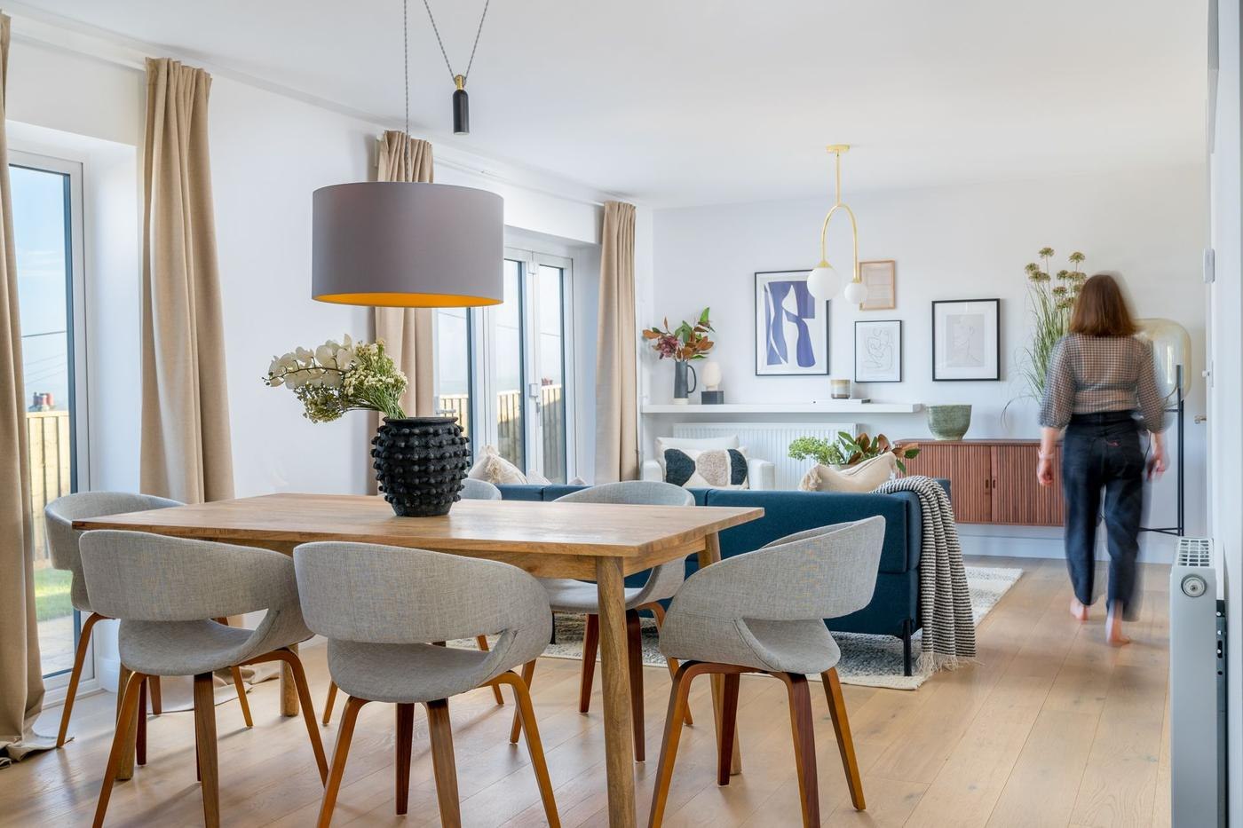 Windmill Park show home dining area with pendant lighting, Launceston — by HDEY