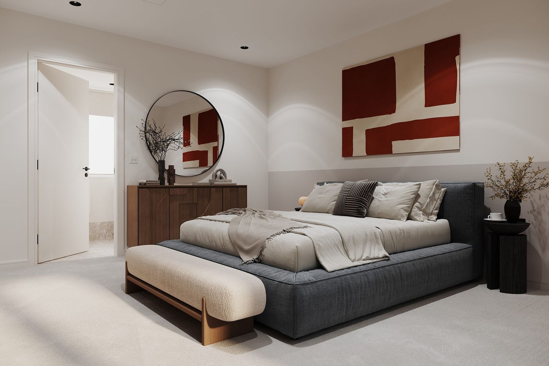 Wynsterne principal suite, top floor bedroom with en-suite, Streatham Vale — designed by HDEY